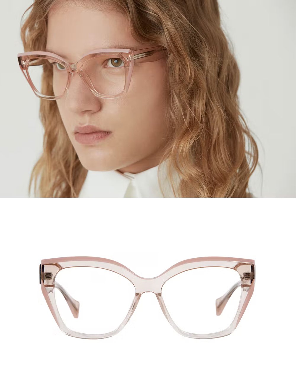 GIGISTUDIOS 6732/6 POPPY Women Optical Frame Translucent pink with solid pink lamination