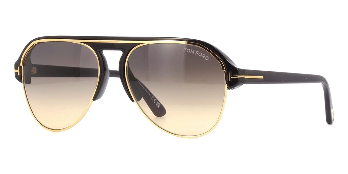 TOM FORD TF929 01B Men Sunglasses Shiny Black with Gold - Image 2