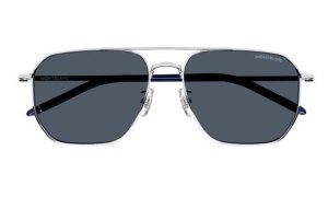 MONT BLANC MB0367SA 004 60 - Metal full MONT BLANC Silver blue Square